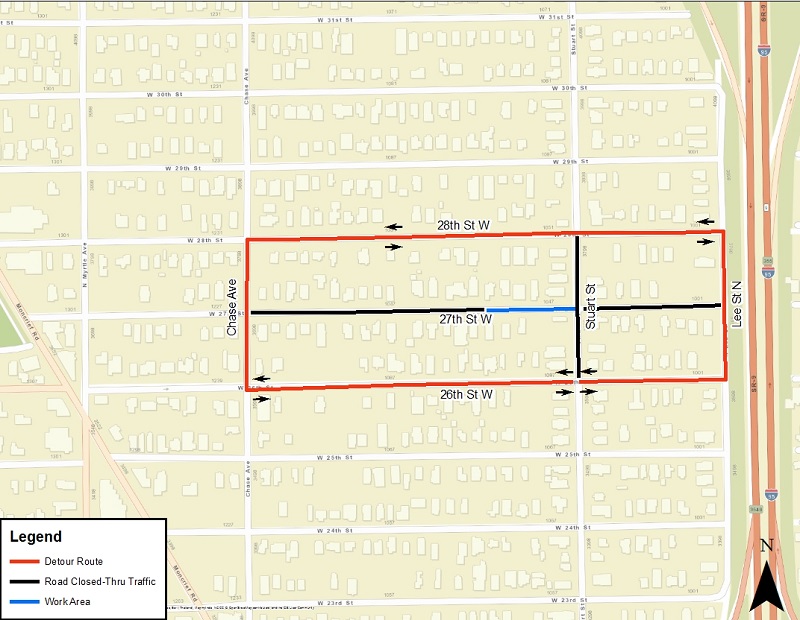 W 27th Street and Stuart Street Sewer Improvement Project Map